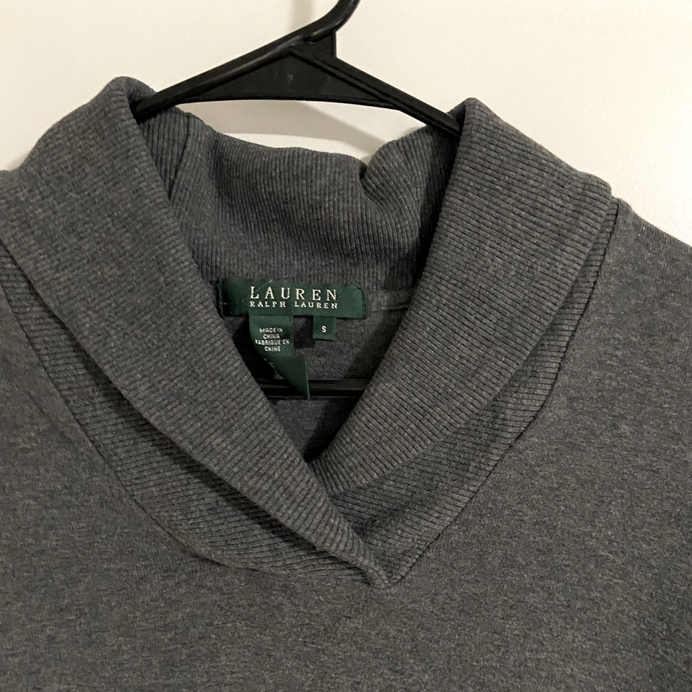 Lauren by Ralph Lauren Size S Gray Long Sleeve Shawl Collar Women’s Top